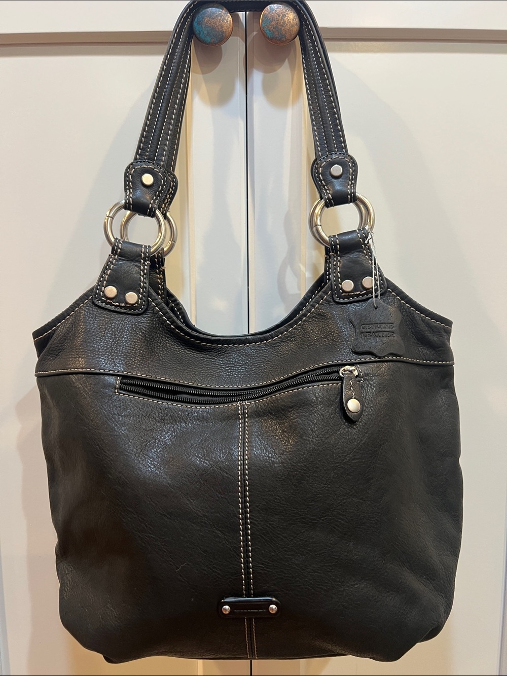 Gianni Bernini Genuine Leather Black Shoulder vintage Bag Y2K